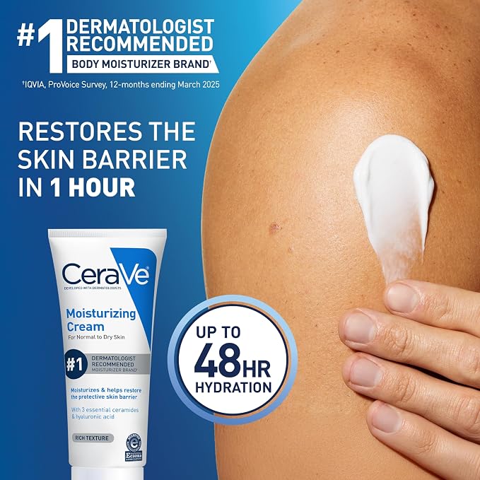 CeraVe Moisturizing Cream, Face Body Moisturizer, Normal to Dry Skin, 8 Fl Oz - Image 2