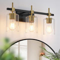Asnxcju 3-Light Black and Gold Bathroom Light Fixtures, Vanity Lights by ASNXCJU