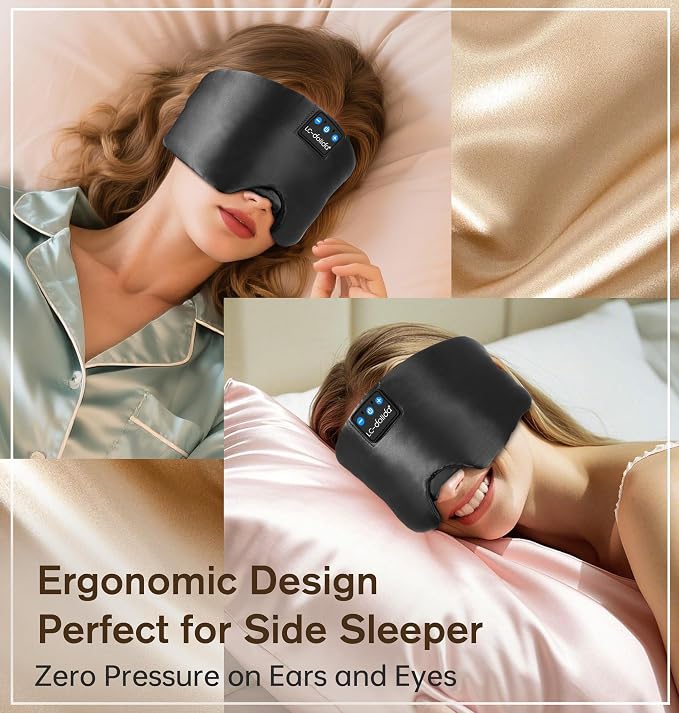 LC-dolida Luxurious Silk Soft Sleep Mask, Sleep Headphones - Image 4