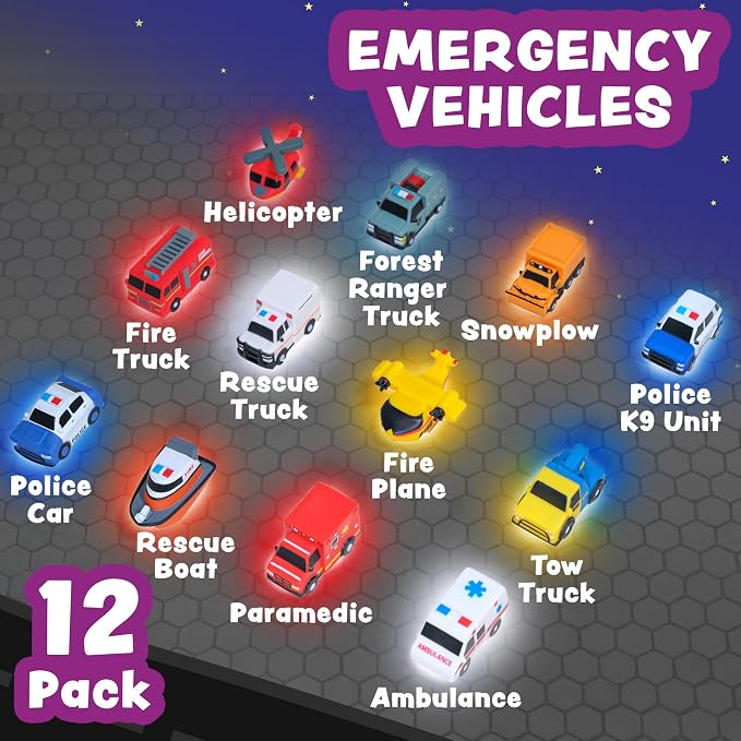 Tub Works® Emergency™ Cars Light Up Bath Toys, 12 Pack | Water-Activated Light - Image 3