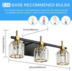 SOLFART Crystal Bathroom Light Fixtures 3 Light Bathroom Vanity Light Over - Image 4