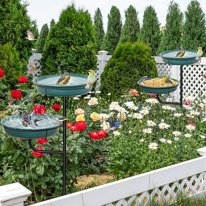 Freestanding Birdbaths Bowl Outdoor, Free Standing Garden Bird Bath Bird Feeder - Image 4
