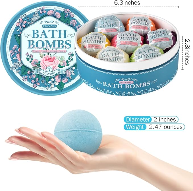 Bath Bombs Set, 7 Packs Bubble Fizzies Relaxation - Image 3