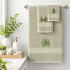 3 Pcs Rustic Pine Trees Bathroom Towel Set Farmhouse Embroidered Pine Trees - Image 5