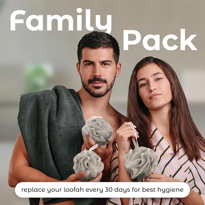 MainBasics Bath Shower Loofah Sponge Pouf Body Scrubber Exfoliator Body Wash - Image 7