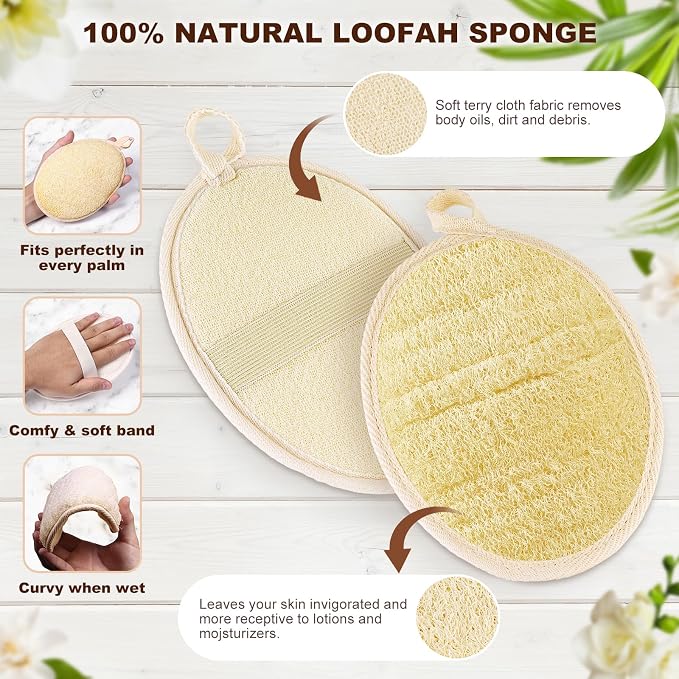 2PCS Natural Exfoliating Loofah Body Scrubber, Premium Loofah Exfoliating Body - Image 6