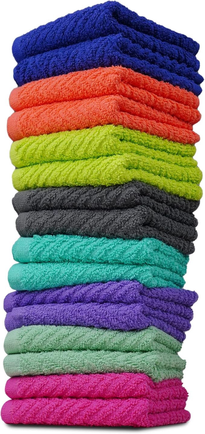 ZUPERIA Zigzag Multicolor Wash Cloths -16 Pack -12" x 12"- Highly Absorbent - Image 8