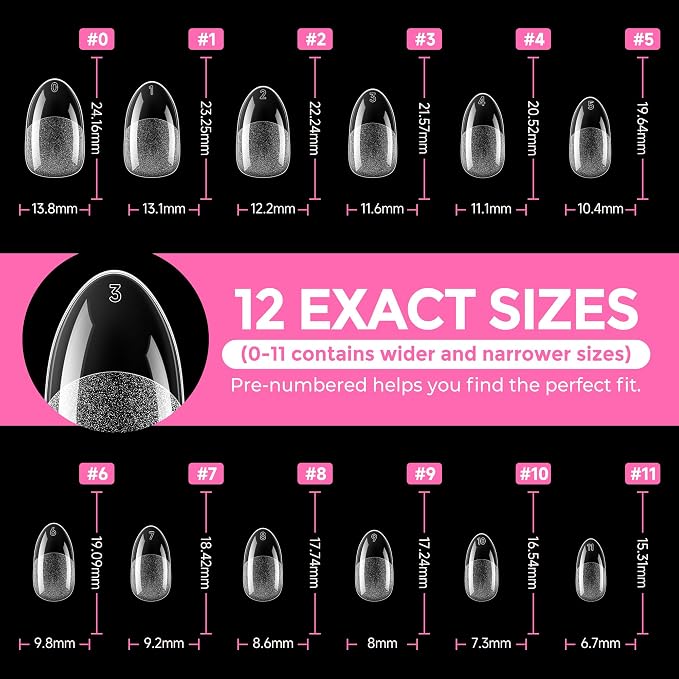 UNA GELLA Medium Oval Fake Nails Pre-shape 216pcs Round Gel Nail Tips Press on - Image 8