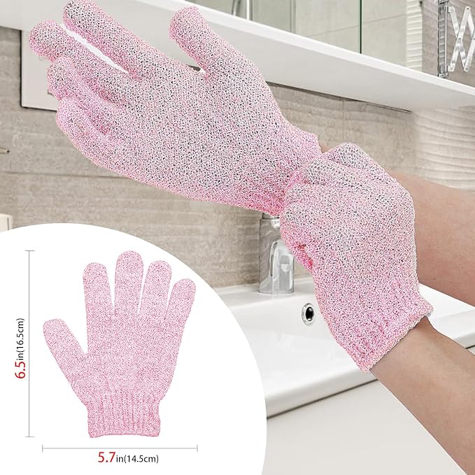 4 Pairs Bath Gloves, Body Scrub Mitts, Shower Scrubber Gloves - Image 2