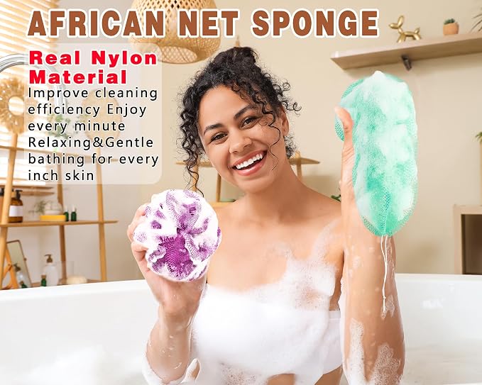 2 Pack African Net Sponge Exfoliating Body Scrubber Bath Sponge - Image 3