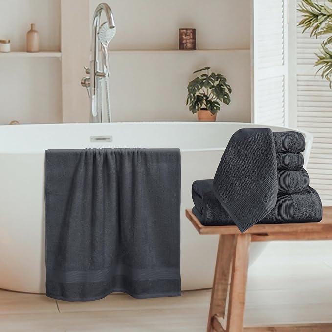 Belizzi Home 8 Piece Towel Set 100% Ring Spun Cotton, 2 Bath Towels 27x54 - Image 3