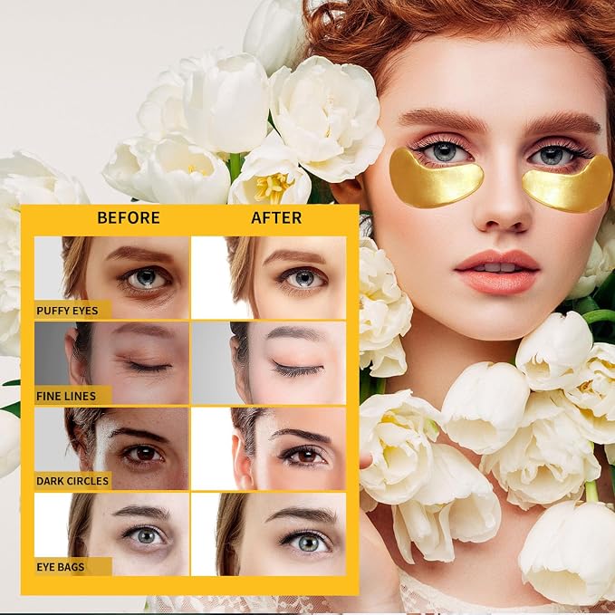 Under Eye Patches for Puffy Eyes Treatment 30 Pairs, 24K Gold Under Eye Masks - Image 4