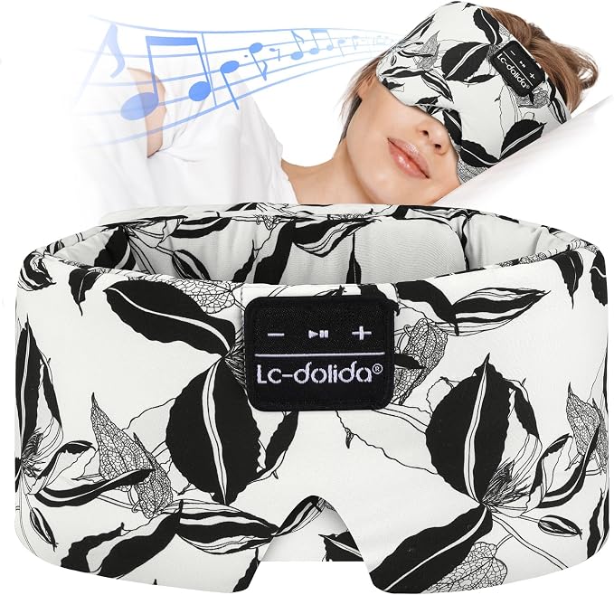 LC-dolida Sleep Mask with Bluetooth Headphones, Extra Large Silk Eye Mask by LC-dolida