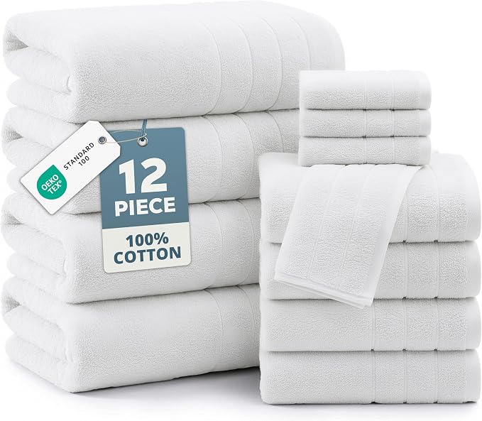 Casa Platino 100% Cotton Turkish Bath Towel Set 12 Pieces by CasaPlatino