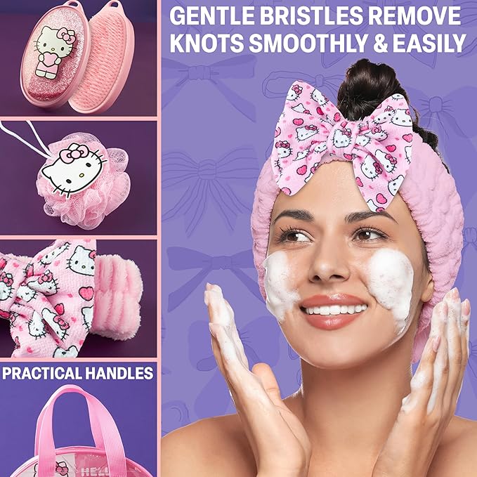 Hello Kitty Sanrio Shower Accessories Set, Kawaii Toiletry Bag - Image 2