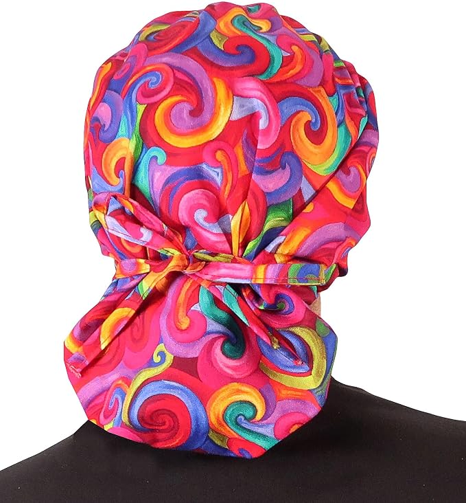 Sparkling EARTH Banded Bouffant Surgical Scrub Ponytail Working Caps and - Image 2