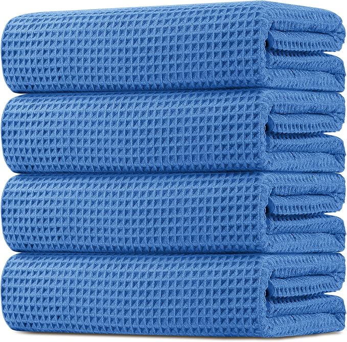 HOMEXCEL Waffle Bath Towels 4 Pack, Premium Microfiber Beach Towels, Ultra Soft by HOMEXCEL