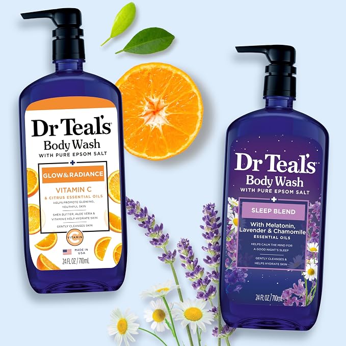 Dr Teal's Body Wash with Pure Epsom Salt, Daytime/Nighttime with Vitamin C & - Image 6