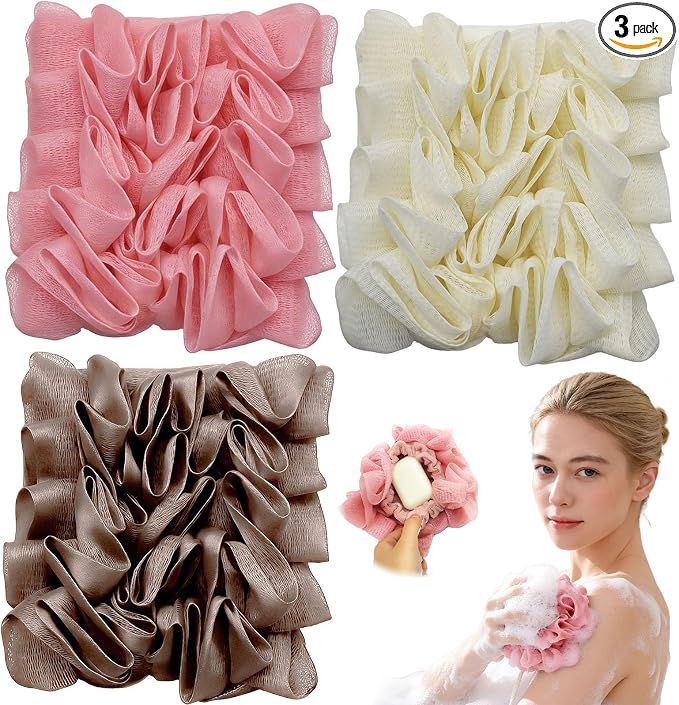 3-Pack Loofah Washcloth Combo 2-in-1, Exfoliating Soap Saver Pouch by Unknown