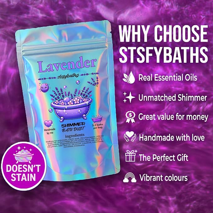 Purple Lavender Shimmer Bath Bomb in A Bag - Image 3