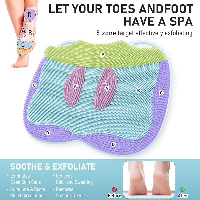 XL Shower Foot Scrubber Mat, Silicone Feet Massage Scrubber in Shower Clean - Image 4