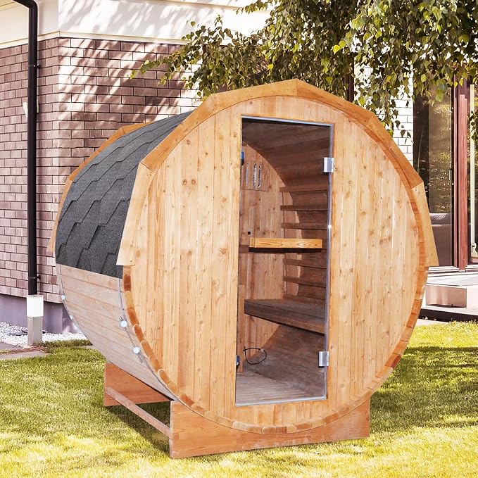 OUTEXER Outdoor Traditional Sauna 4-5 Person Wooden Saunas, 6’x6’Steam Wet by OUTEXER