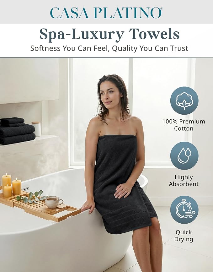 CASA PLATINO 100% Cotton Towel Set - Image 2