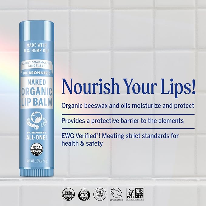 Dr. Bronner’s Organic Lip Balm 6-Pack Natural, Moisturizing, Petroleum-Free Lip - Image 2