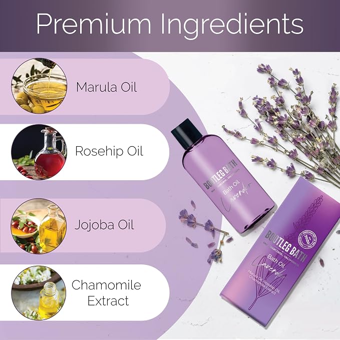 Lavender Bath Oil with Marula, and Jojoba Oils, Chamomile Extract, and 100% - Image 2