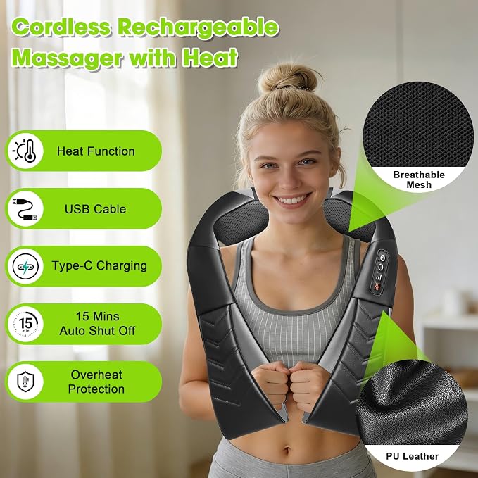 UFFAE Cordless Shiatsu Neck and Back Massager - Image 3