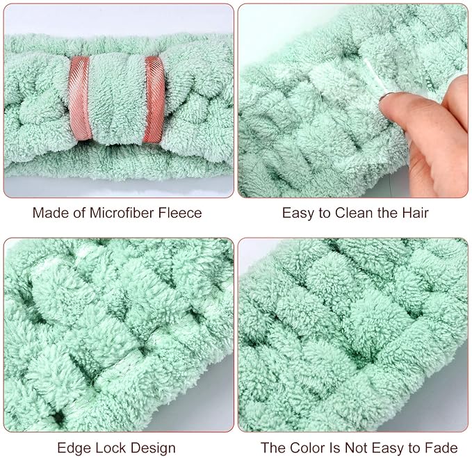 WILLBOND 4 Pack Microfiber Headbands Spa Facial Headbands Makeup Head bands - Image 3