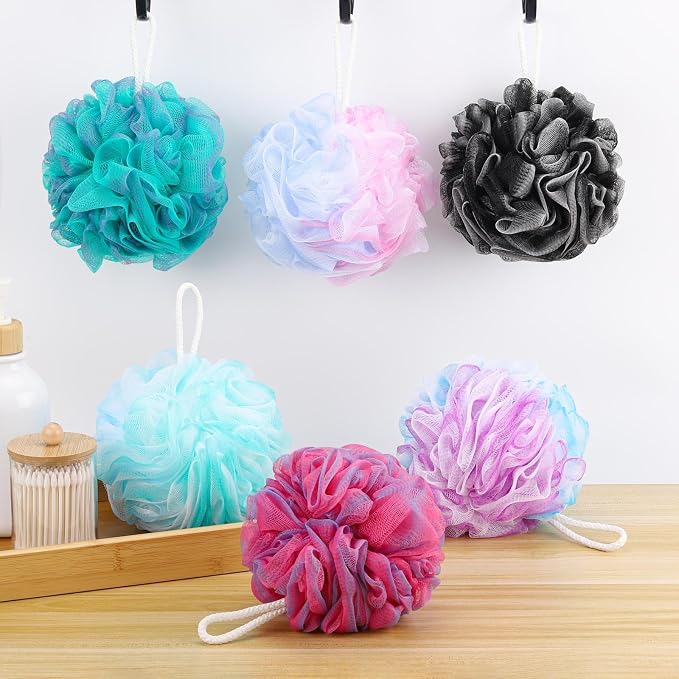 6 Pack Bath Loofah Sponge, 100g/pc XXL Large Mesh Pouf Shower Sponge - Image 7