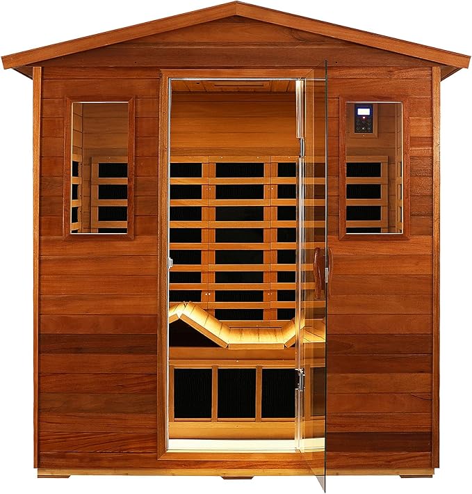 Full Spectrum Sauna, 0-5mG Ultra Low EMF Infrared Sauna 3 Person Outdoor Sauna by SalusHEAT