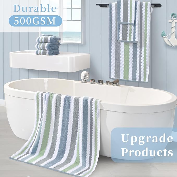Waffle Hand Towels, Durable Striped Hand Towel - Image 5