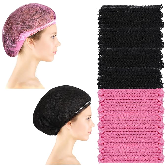 Geyoga 200 Pcs Disposable Nonwoven Bouffant Caps 21 Inch Hair Net Elastic Cap by Geyoga
