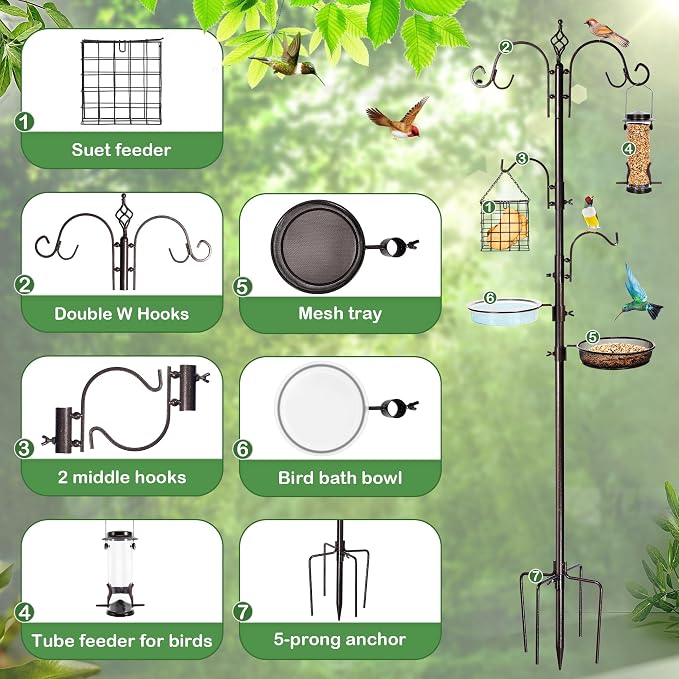 YINGYM Bird Feeding Station Kit, 87 Inches Bird Feeder Pole - Image 3