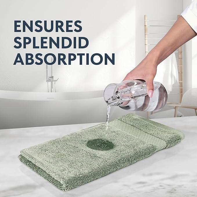 White Classic Luxury Light Green Hand Towels - Image 4