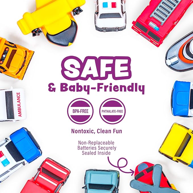 Tub Works® Emergency™ Cars Light Up Bath Toys, 12 Pack | Water-Activated Light - Image 7