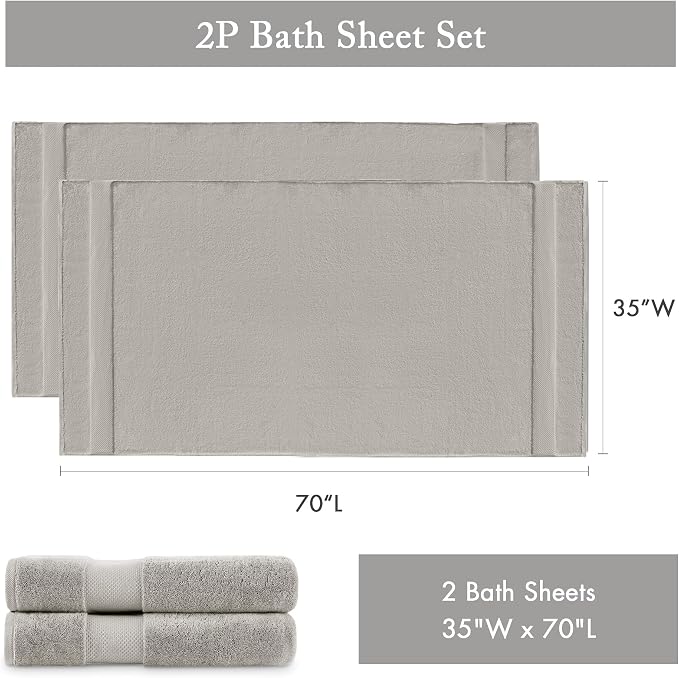 Madison Park Turkish Bath Towel Set 100% Cotton Bath Towel 600GSM Oversized - Image 7