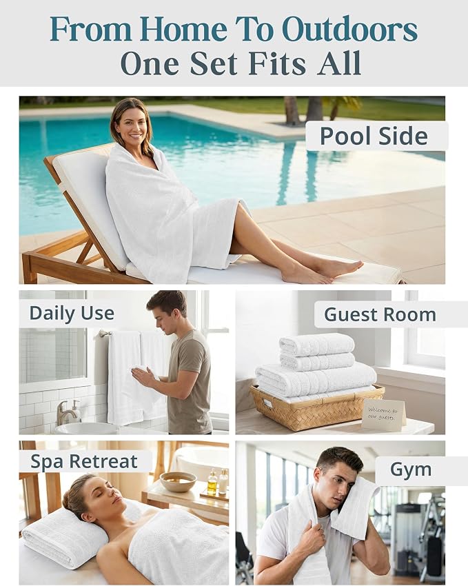 Casa Platino 100% Cotton Luxury Bath Towel Set 8 Pieces - Image 7