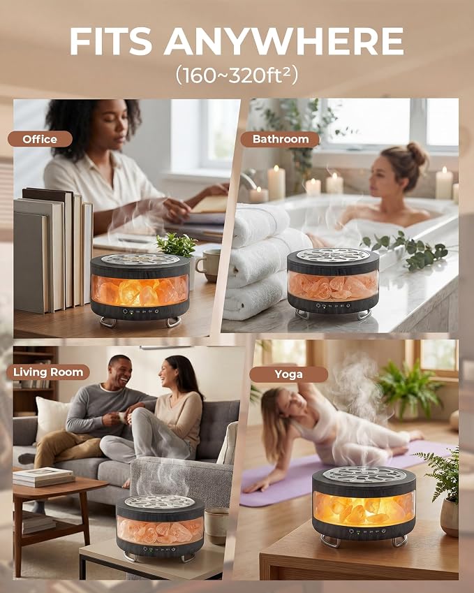 Essential Oil Diffuser with Himalayan Salt Lamp, 350ml Ultrasonic Aromatherapy - Image 7