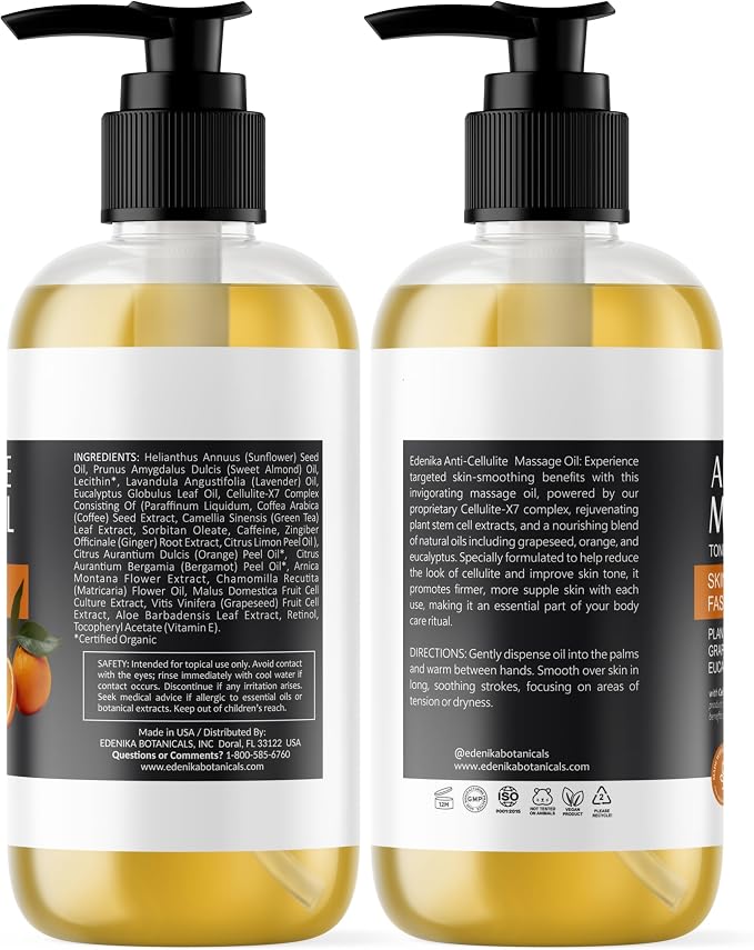 EDENIKA BOTANICALS Firming Anti Cellulite Massage Oil, Grapeseed Oil, Plant - Image 7
