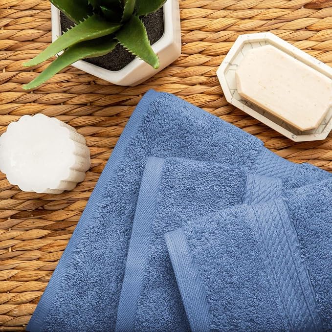 SUPERIOR Egyptian Cotton Pile 3 Piece Towel Set, Includes 1 Bath, 1 Hand - Image 4