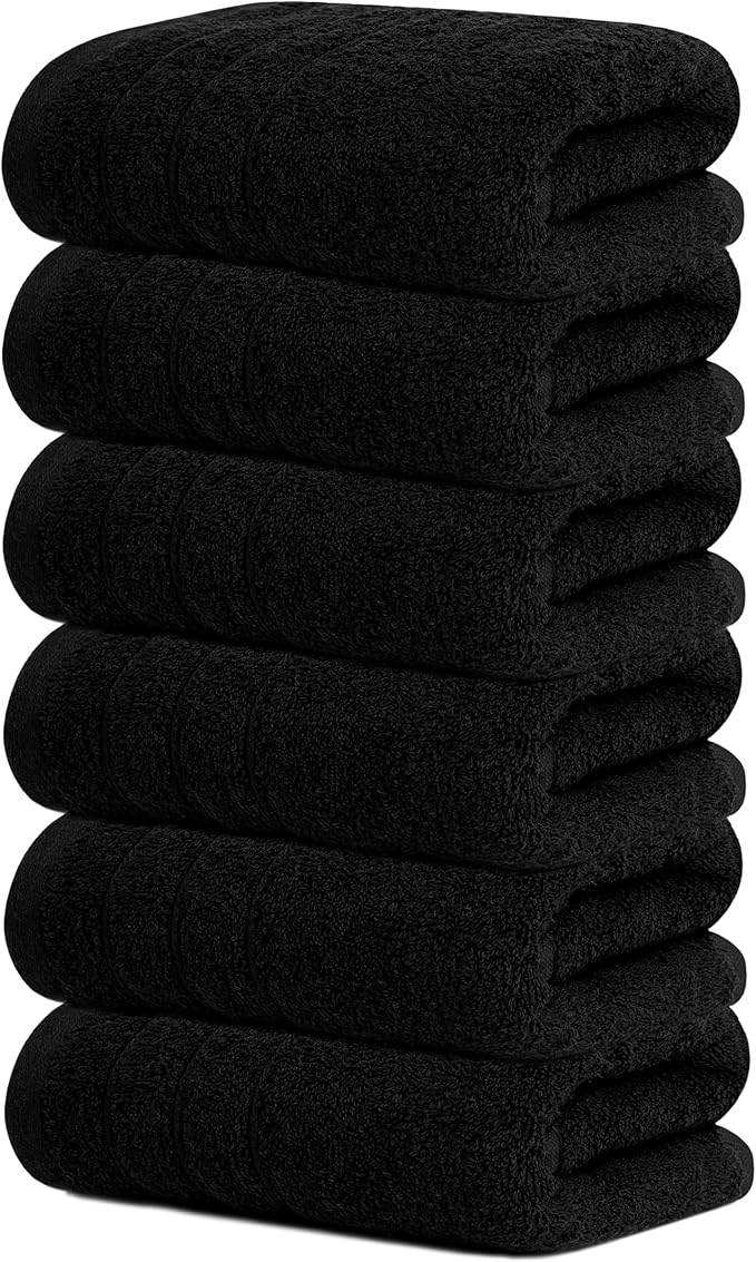 Tens Towels Pack of 6 Hand Towels, 100% Cotton, Lighter Weight, Quick to Dry by TensTowels