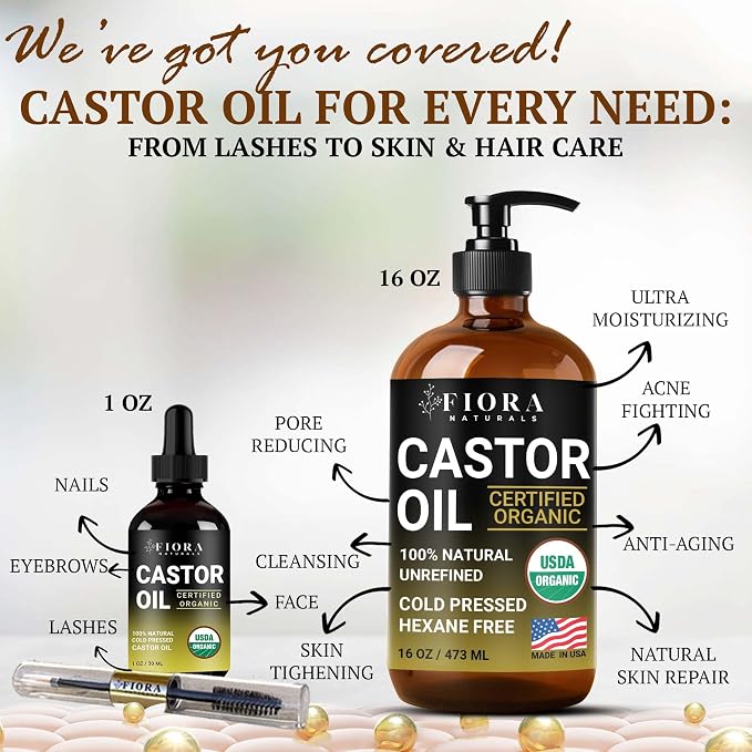 Organic Castor Oil in Glass Bottle – 16 Oz Cold Pressed & Hexane-Free – USDA - Image 6
