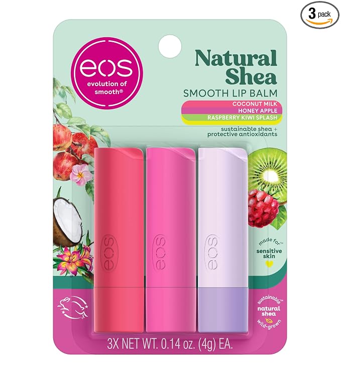 eos Natural Shea Lip Balm, Honey Apple, Coconut Milk & Raspberry Kiwi Splash by eosproducts