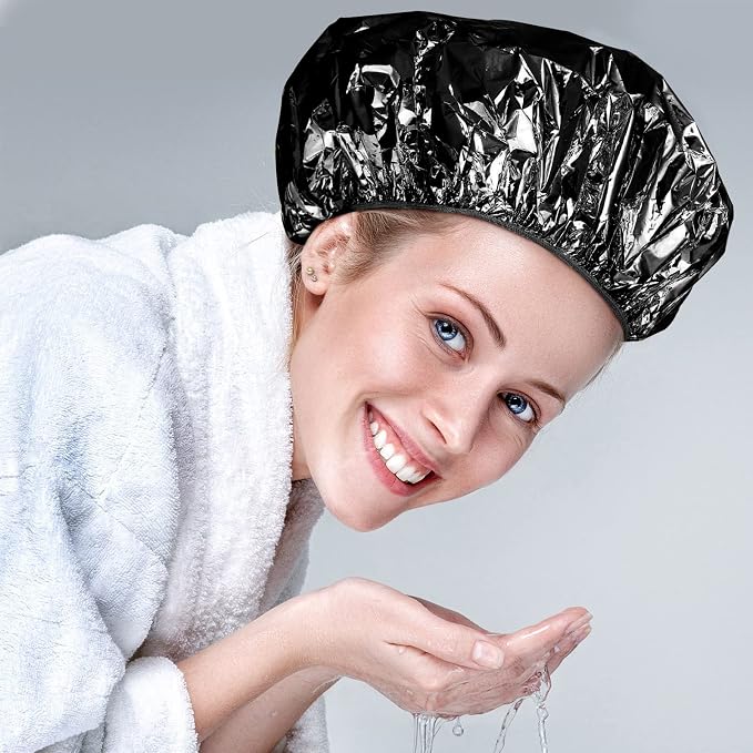 12 Pieces Deep Conditioning Caps Aluminum Foil Reusable Hair Processing Hair - Image 3