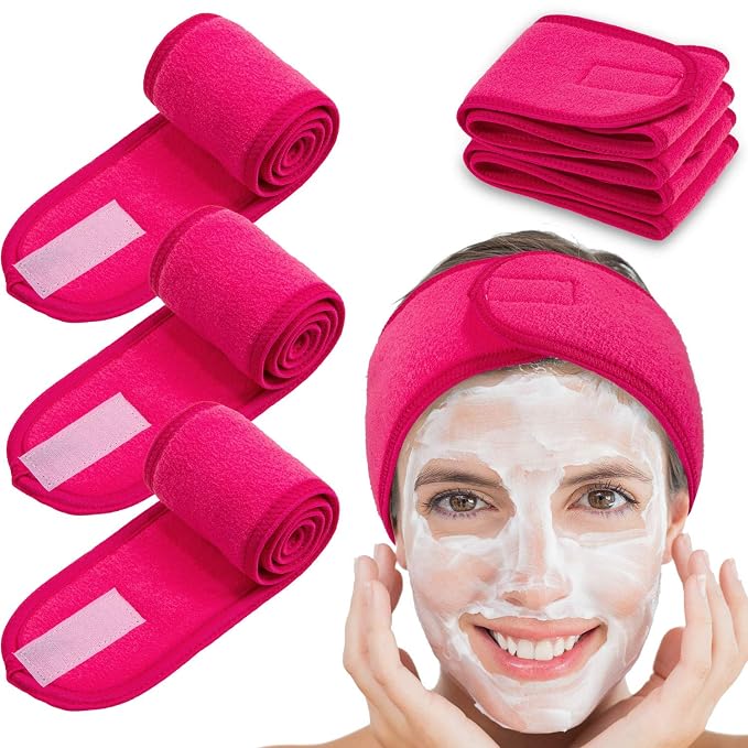 Whaline Spa Facial Headband 4 Packs Head Wrap Terry Cloth Headband Adjustable by Whaline