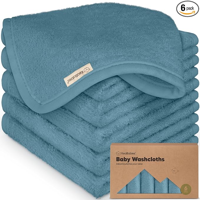 6-Pack Baby Washcloths – Soft Absorbent Viscose from Bamboo Washcloths by KeaBabies