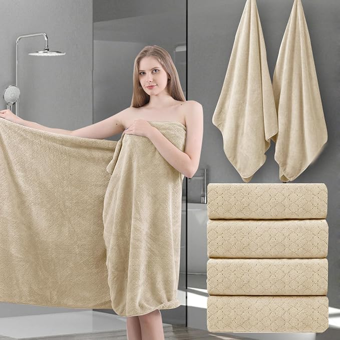 4 Piece Extra Large Bath Towels Set 35x70 Inches by Ycosy